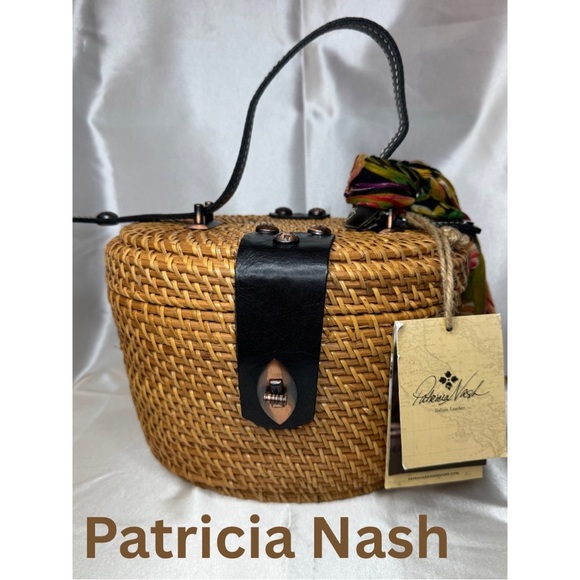 Patricia Nash Handbags - Patricia Nash Tan Woven Mini Bag with Black Accents